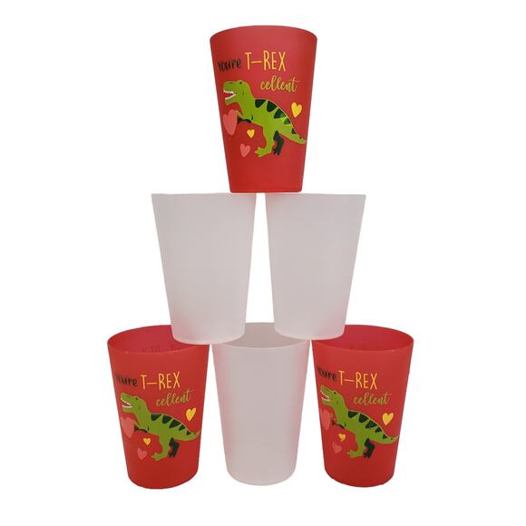 Dinosaur TREX Heart Cups Bundle 6 Cups You're TREXcellent Dino Table Decor - Picture 1 of 8